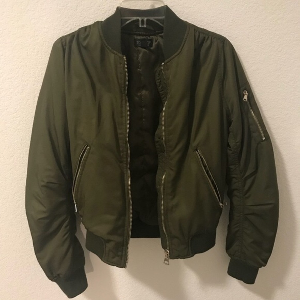 Topshop Olive Bomber Jacket